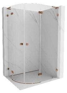 Mexen Lunar L polkrožna prha vrata desna 100 x 90 cm, prozorna, rožnato zlato - 833L-100P-090L-60-00