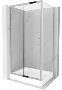 Mexen Apia drsna prha kabina 100 x 80 cm, prozorna, krom + tuš kad Rio - 840-100-080-01-00-4510