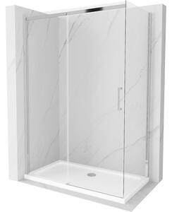 Mexen Omega drsna tuš kabina 130 x 70 cm, prozorna, krom + pladenj Flat - 825-130-070-01-00-4010