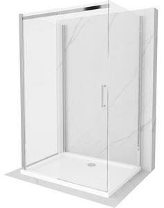 Mexen Omega-3S 3-stenska drsna tuš kabina 100x80 cm, prozorna, krom + plitki tuš kad - 825-100-080-01-00-3s-4010