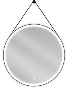 Mexen Reni osvetljeno kopalniško ogledalo, okroglo 80 cm, LED 6000K, proti megli, črn okvir - 9812-080-080-611-70