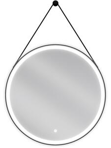 Mexen Reni osvetljeno okroglo kopalniško ogledalo, 70 cm, LED 6000K, proti megli, črn okvir - 9812-070-070-611-70