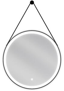 Mexen Reni osvetljeno okroglo kopalniško ogledalo, 60 cm, LED 6000K, proti megli, črn okvir - 9812-060-060-611-70