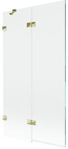 Mexen Lunar Dvokrilni leve kopalniški paravan 100 x 150 cm, prozoren, zlat - 897-100-100-50-00-L