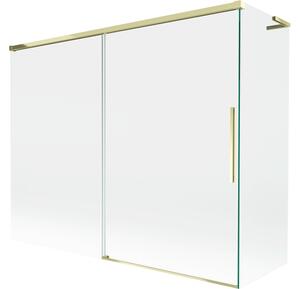 Mexen Rox L raztegljiv 2-krilni kopalniški paravan 190 + 80 x 150 cm, prozoren, zlat - 8C9L-190-080-50-00