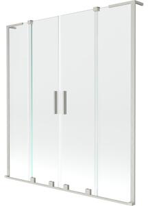 Mexen Velar L Duo kopalni zaslon za kopalno kad 2-krilni drsni 150 x 150 cm, prozoren, brušen nikel - 896-150-003-02-97