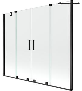 Mexen Velar Duo paravan za kopalno kad z 2 pomičnima vratoma 170 x 150 cm, transparenten, črn - 896-170-000-02-70