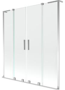 Mexen Velar L Dvojna kopalna zaslonka za kad, 2-krilna drsna 140 x 150 cm, prozorna, krom - 896-140-003-02-01