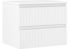 Mexen Rivel kopalna kopalnica pod umivalnikom 60 cm z delovno ploščo, 2 predala, rebrasta, bela mat - 91A20-06047-2-BFFC01