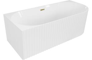 Mexen Gia prostoječe kopalna kad kotna rebrasta leva 170 x 80 cm, bela sijaj, preliv zlati - 52701708000L-50