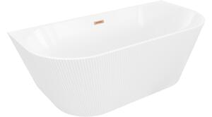 Mexen Oris prostostoječa stenska rebrasta kopalna kad 150 x 75 cm, bela, satenast baker - 52871507500-65