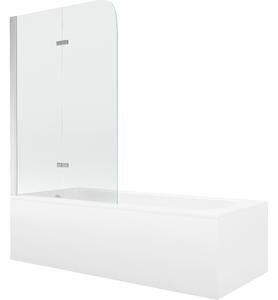 Mexen Vega pravokotna kopalnica 160 x 70 cm z oblogo in zaslonom 2-krilna 100 cm, prozorna, krom - 550116070X9010020100