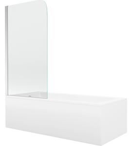 Mexen Cubik pravokotna kad 150 x 70 cm z oblogo in enokrilnim zaslonom 70 cm, prozoren, krom - 550315070X9007010100