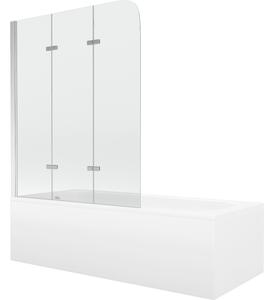 Mexen Vega pravokotna kad 150 x 70 cm z oblogo in 3-krilnim zaslonom 120 cm, prozoren, krom - 550115070X9012030100