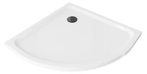 Mexen Flat polkrožni slim tuš pladenj 80 x 80 cm, bel, črn sifon - 41108080B