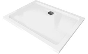 Mexen Flat pravokotni tuš kad slim 100 x 80 cm, bel, črni sifon - 40108010B