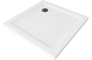 Mexen Flat kvadratna kad slim 70 x 70 cm, bela, črna sifon - 40107070B