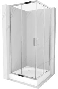 Mexen Rio kvadratna pršna kabina 90 x 90 cm, prozorna, krom + kad, bela - 860-090-090-01-00-4510