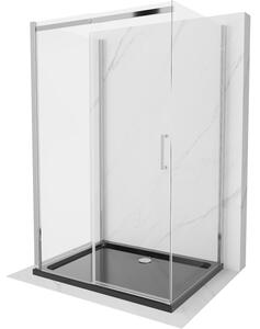 Mexen Omega-3S tuš kabina 3-stenska, drsna 110x80 cm, prozorna, krom + pladenj Flat - 825-110-080-01-00-3s-4070
