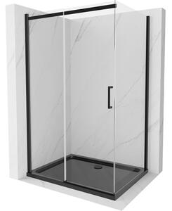 Mexen Omega drsna tuš kabina 100 x 80 cm, prozorna, črna + Flat kad, črna - 825-100-080-70-00-4070B