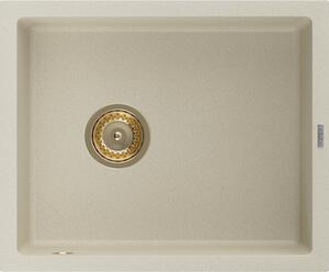 Mexen Pedro granitno pomivalno korito z eno komoro, 560 x 460 mm, bež, zlati sifon - 6508561000-69-G