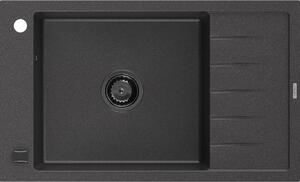Mexen Elias granitno pomivalno korito z 1 komoro in odcejalnikom 795 x 480 mm, črno s pikami, črn sifon - 6511791005-76-B