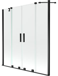 Mexen Velar Duo drsna kopalna paravan s 2 vrati 140 x 150 cm, prosojen, črn - 896-140-000-02-70