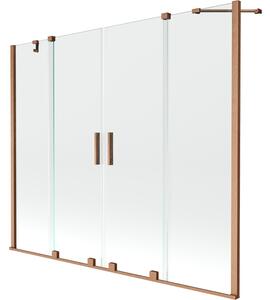 Mexen Velar Duo 2-krilni premični kopalniški zaslon 200 x 150 cm, prozoren, brušeni baker - 896-200-000-02-65