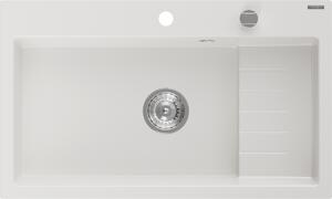 Mexen Omar granitno pomivalno korito 1-komorno 800 x 480 mm, belo, sifon krom - 6520801005-20