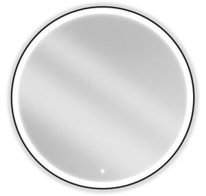 Mexen Esso osvetljeno okroglo kopalniško ogledalo, 100 cm, LED 6000K, preprečevanje megle, črn okvir - 9825-100-100-611-70