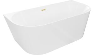 Mexen Oval Slim prostostoječa stenska kad 170 x 80 cm, bela, zlato brušeno prelivanje - 52661708000-55