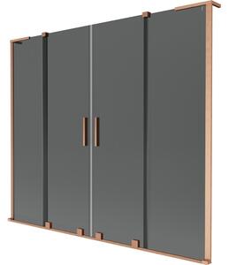 Mexen Velar L Duo paravan za kopalno kad, 2-krilni drsni, 170 x 150 cm, grafit, brušena baker - 896-170-003-42-65