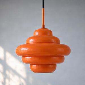Lucande viseča svetilka Leilani, Ø 35 cm, oranžna, steklo, E27, zatemnjen, Oranžna, Dnevna soba / jedilnica, Steklo, Dizajn