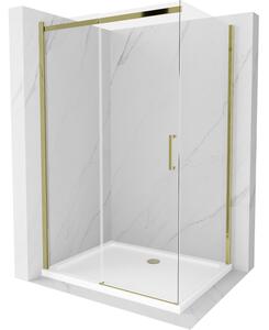 Mexen Omega drsna tuš kabina 120 x 90 cm, prozorna, zlata + plošča Flat - 825-120-090-50-00-4010