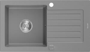 Mexen Pablo granitno pomivalno korito z 1 prostorom in odcejalnikom 752 x 436 mm, sivo, sifon krom - 6510751010-71