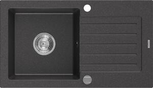 Mexen Pablo granitno pomivalno korito z 1 komoro in odcejalnikom 752 x 436 mm, črno pikčasto, sifon krom - 6510751010-76