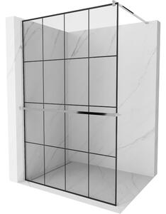 Mexen Kioto+ tuš stena s polico Walk-in 130 x 200 cm, črna mreža, krom - 800-130-121-01-77