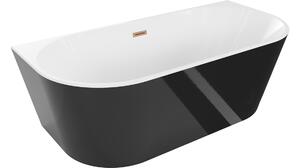Mexen Oval prostoje postavljeno kad ob steni 160 x 80 cm, bela/črna, preliva brušeni baker - 52671608075-65