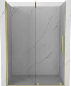 Mexen Velar drsna tuš vrata 140 cm, prosojna, zlato krtačena - 871-140-000-01-55
