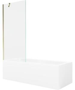 Mexen Cubik pravokotna kad 160 x 70 cm z oblogo in enokrilnim zaslonom 80 cm, prozorna, zlata - 550316070X9508000050