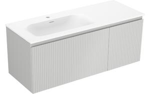 Mexen Rivel kopalniška omara 120 cm z umivalnikom Vela levo, 1S, 1D, z rebrasto površino, siva mat/bela mat