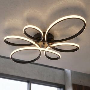 Trio Lighting Stropna svetilka Fly LED, mat črna, 3.000 K, 83 cm x 45 cm, zatemnjen, Črna, Dnevna soba / jedilnica, Kovina, Sodobni