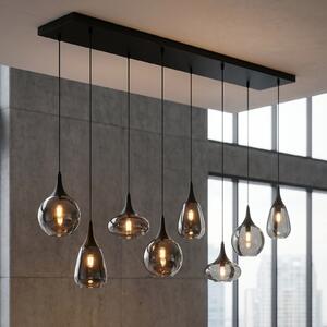 Trio Lighting Obesek Lumina, 8-svetlobni, črna/krom, steklo, zatemnjen, Črna, Dnevna soba / jedilnica, Steklo