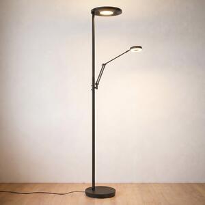 Trio Lighting LED-svetilka Barrie z bralno lučjo, črna mat, zatemnjen, Črna, Dnevna soba / jedilnica, Kovina, Sodobni, Svetilka za branje