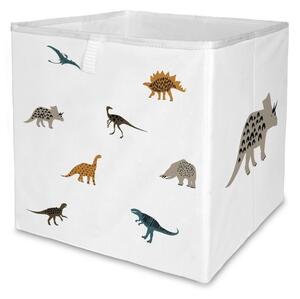 Bel tekstilni otroški organizator za igrače 32x32x32 cm Dino Friends – Butter Kings