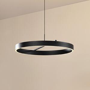 Lucande LED viseča svetilka Rovan, Ø 60 cm, črna, CCT, z možnostjo zatemnitve, zatemnjen, Črna, Dnevna soba / jedilnica, Kovina, Sodobni