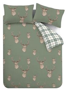 Zelena posteljnina za zakonsko posteljo 200x200 cm Stag Check – Catherine Lansfield