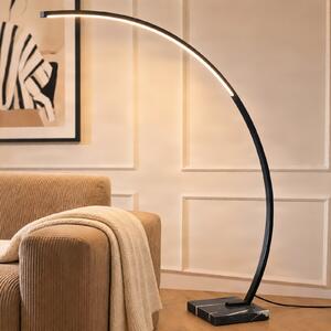 Lindby LED obokana talna svetilka Kendra, črna, aluminij, višina 180 cm, zatemnjen, Črna, Dnevna soba / jedilnica, Kovina, Sodobni