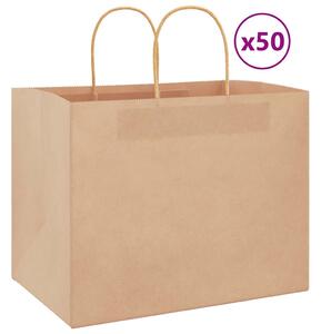 VidaXL Papirnate vrečke 50 kosov z ročaji rjave barve 32x22x24 cm