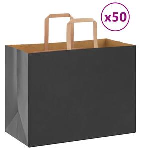 VidaXL Papirnate vrečke 50 kosov z ročaji črne barve 32x17x25 cm